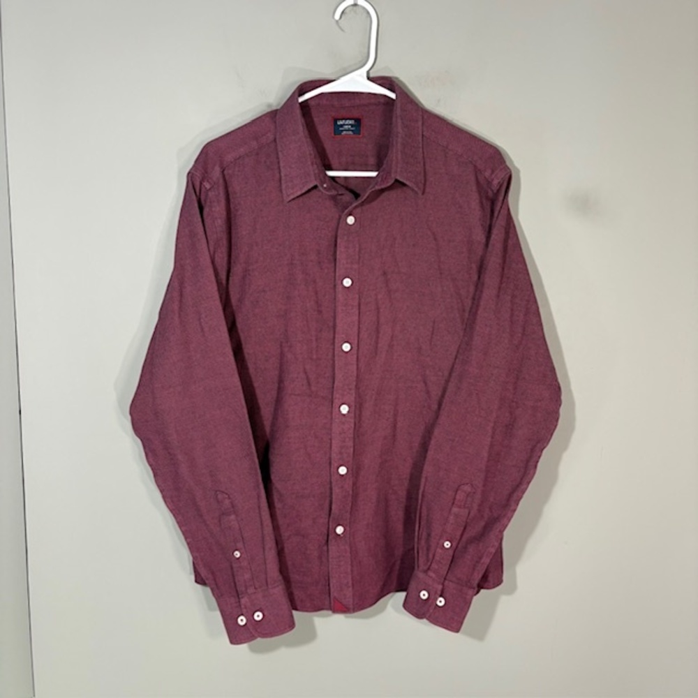 UNTUCKit Shirt Mens Large Red Geometric Long Sleeve Button Up Veneto Slim